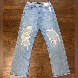 Aeropostale High Rise Distressed Light Blue Women's Jeans